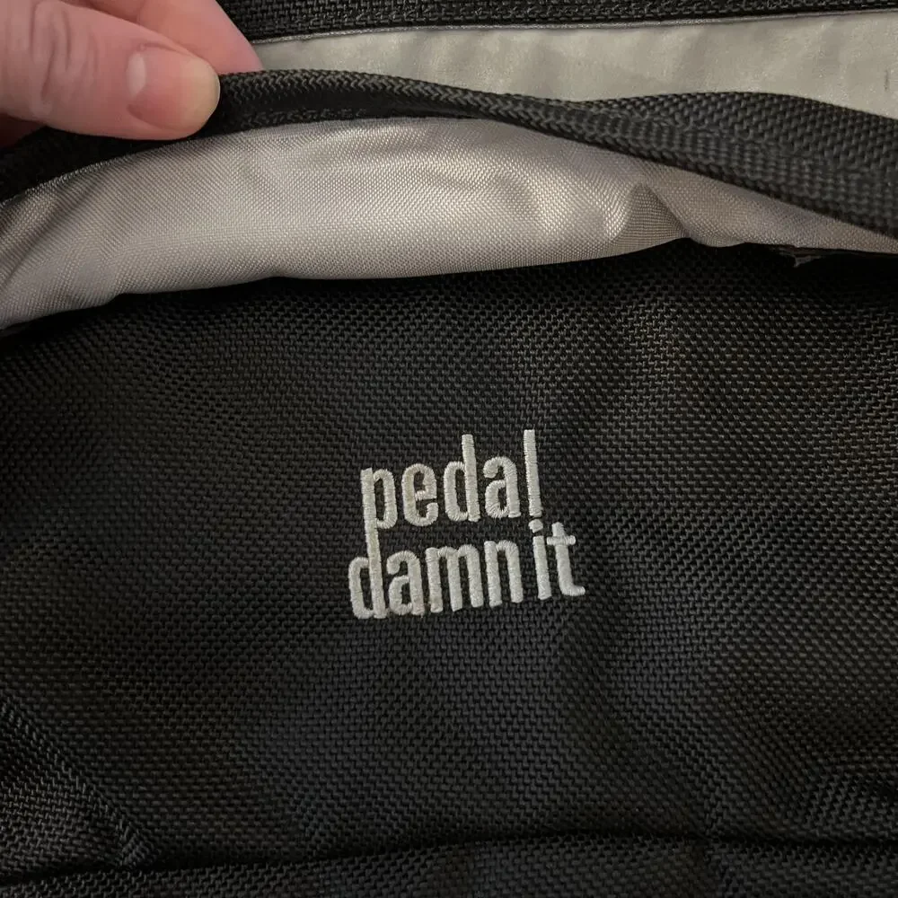Patagonia Niner Messenger Bag Black Pedal Damn It Reflective Logo 20x14 Shoulder